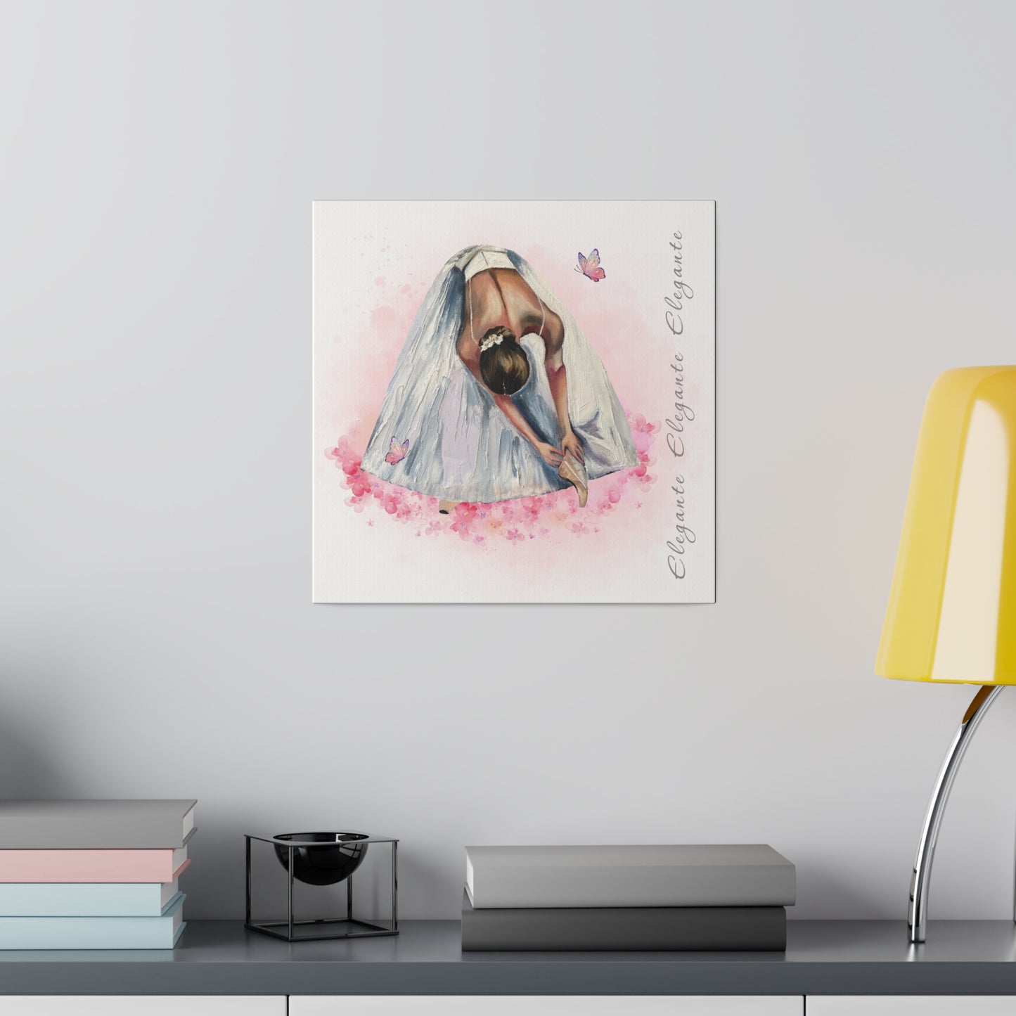 Matte Canvas Print - Elegant Ballerina Dancer - White Background