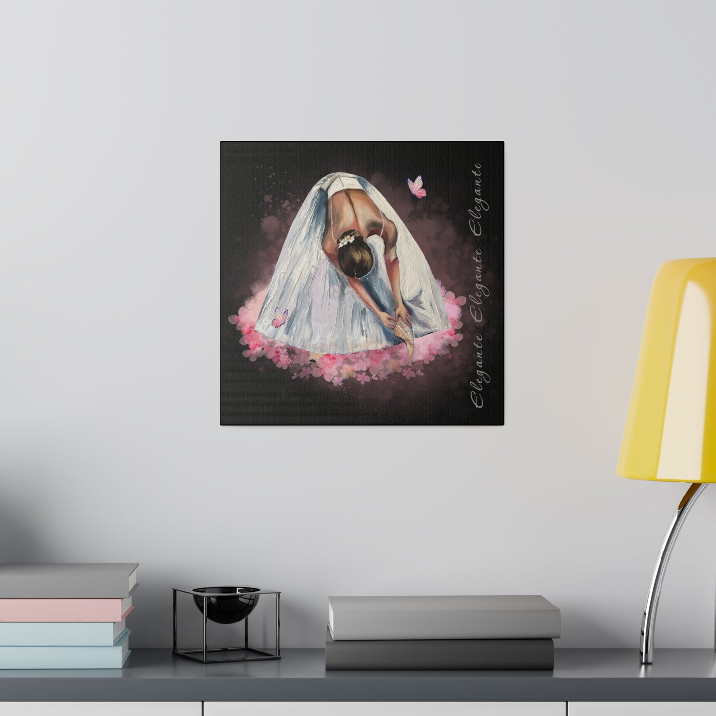 Matte Canvas Print - Elegant Ballerina Dancer - Black Background