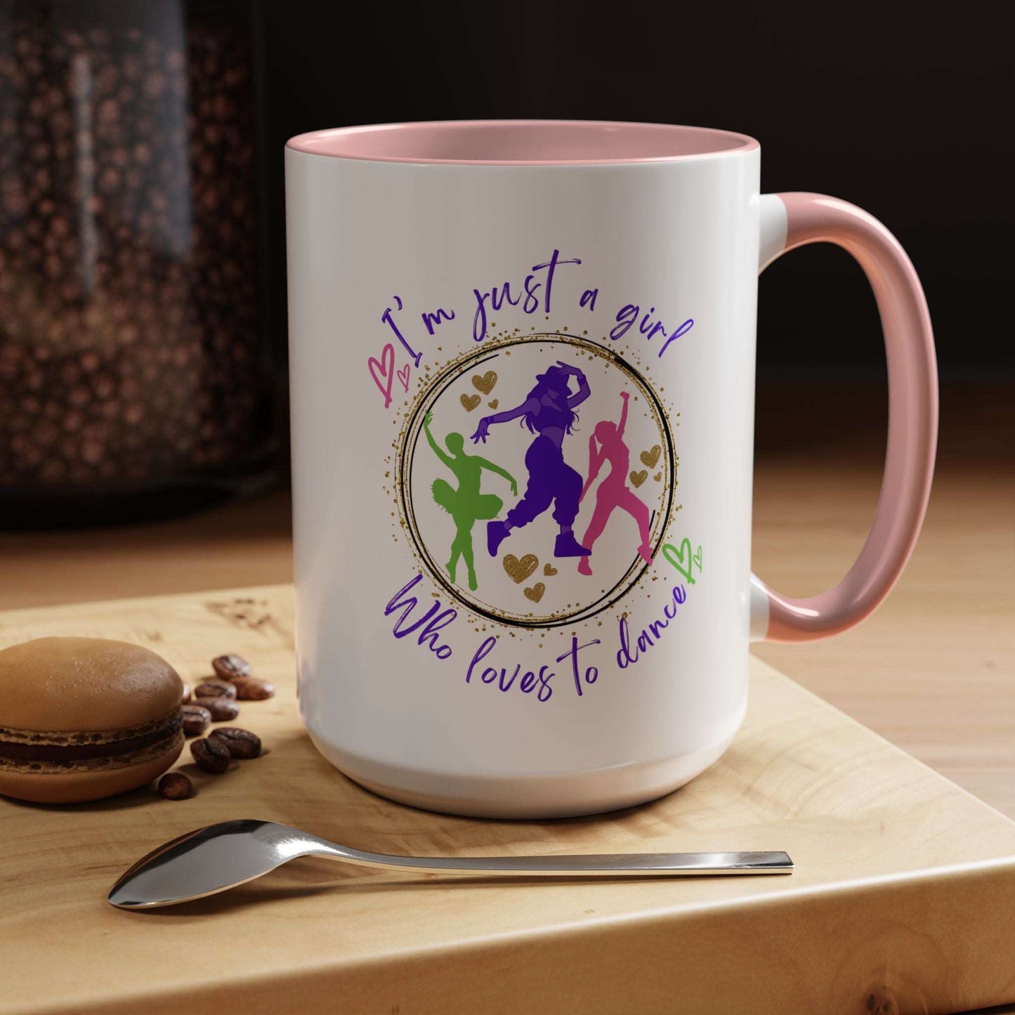 Accent Coffee Mug (11, 15oz) I'm Just a Girl Who Loves to Dance" Ceramic Mug - aburgessandco.com