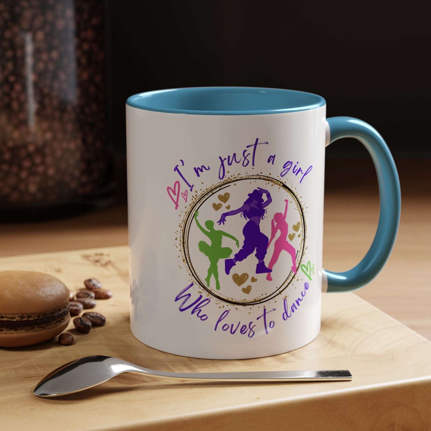 Accent Coffee Mug (11, 15oz) I'm Just a Girl Who Loves to Dance" Ceramic Mug - aburgessandco.com
