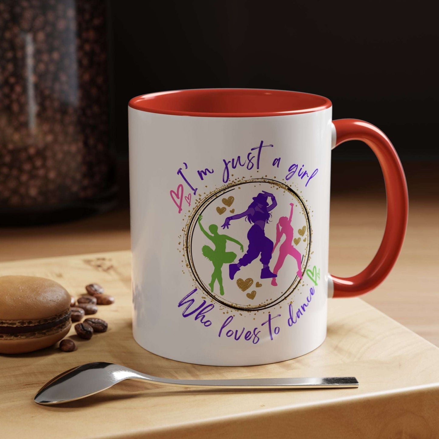 Accent Coffee Mug (11, 15oz) I'm Just a Girl Who Loves to Dance" Ceramic Mug - aburgessandco.com