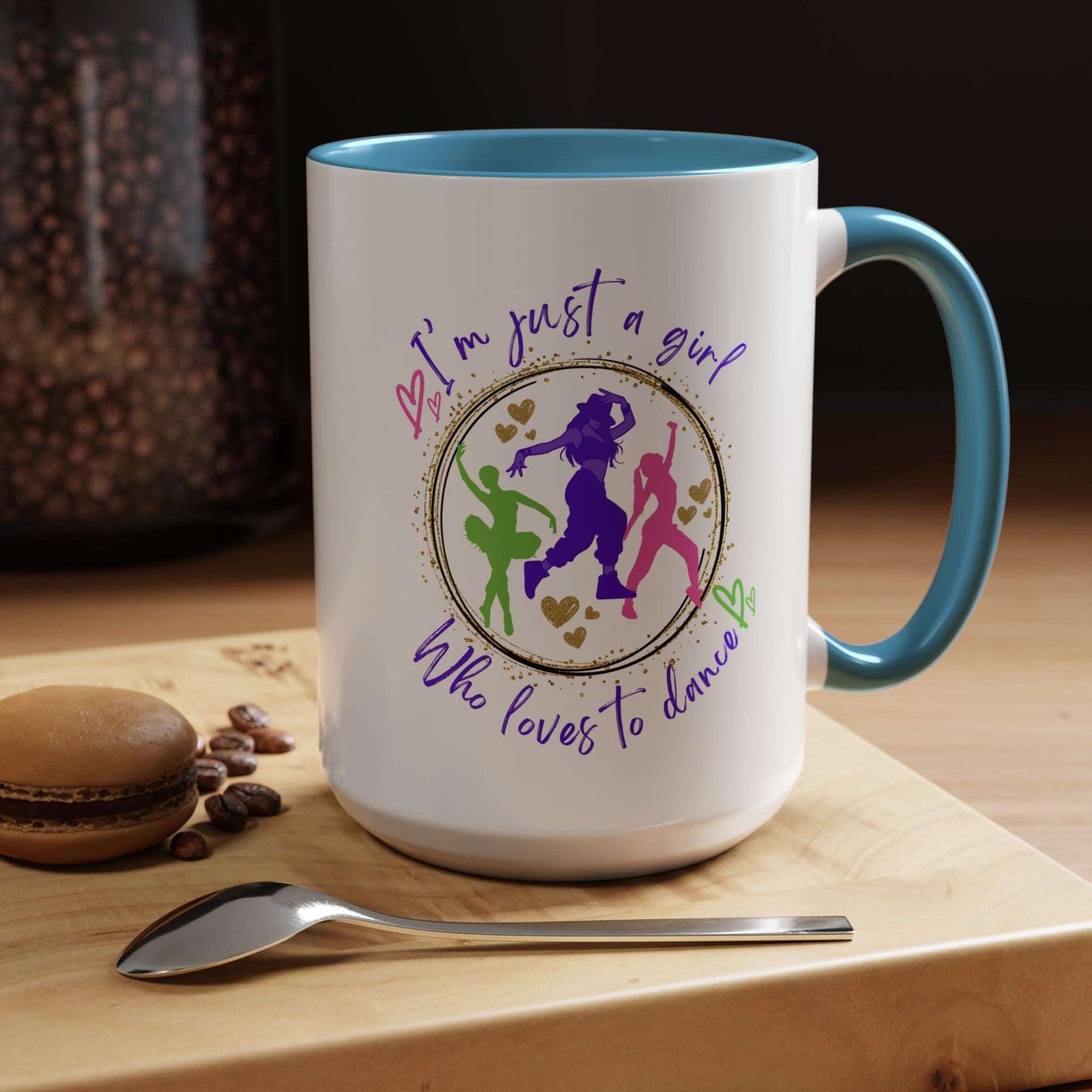 Accent Coffee Mug (11, 15oz) I'm Just a Girl Who Loves to Dance" Ceramic Mug - aburgessandco.com