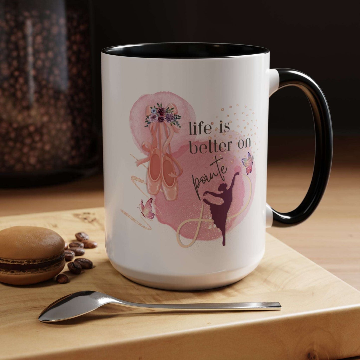 Accent Coffee Mug (11, 15oz) Life is Better on Pointe Ballerina - aburgessandco.com