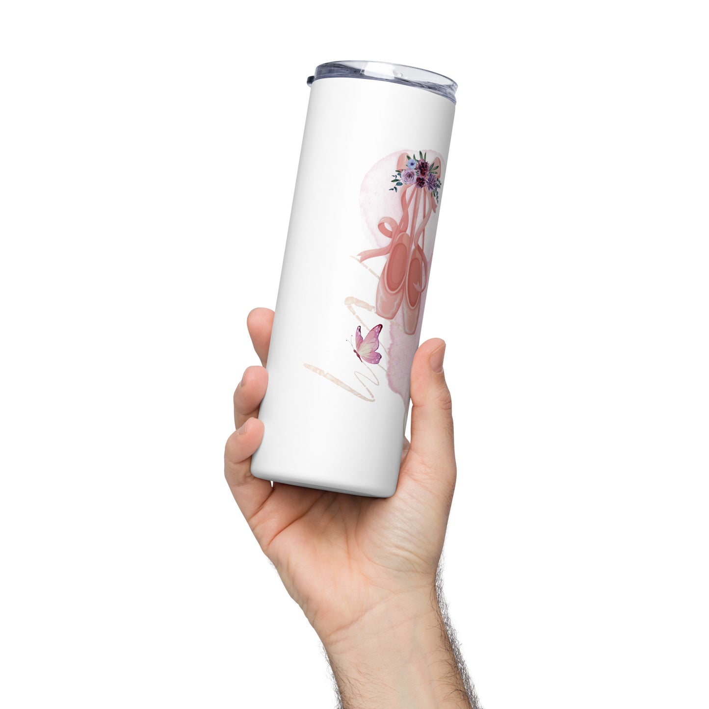Stainless Steel Tumbler White with Straw- Life is better on point