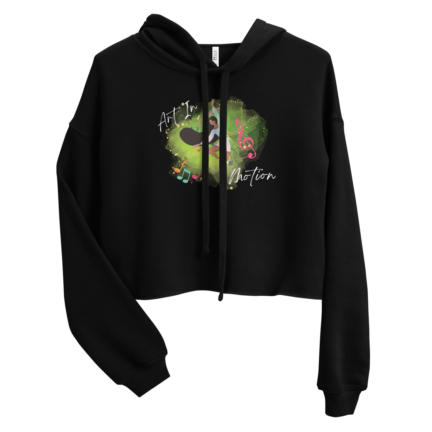 Sudadera corta con capucha para bailarines – Art in Motion | negro y verde militar.