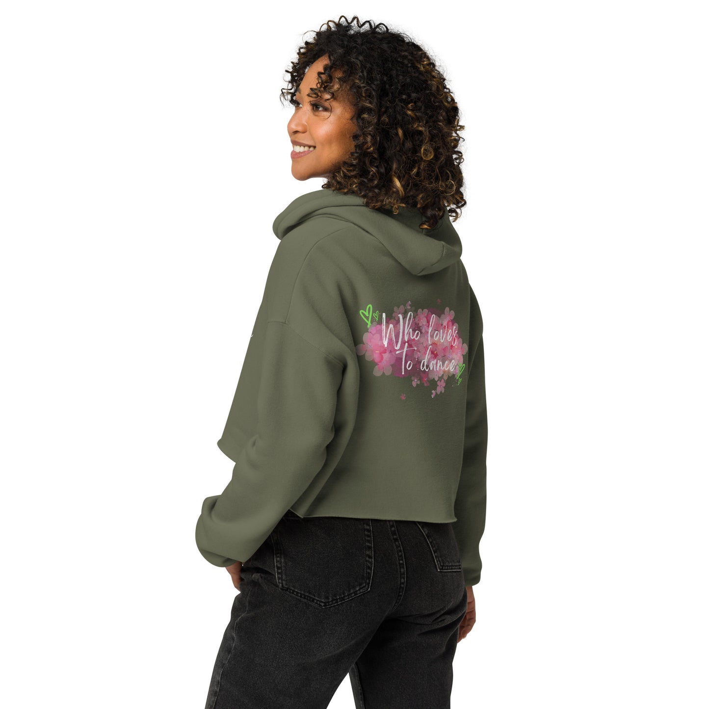 Sudadera corta con capucha para bailarines – Art in Motion | negro y verde militar.