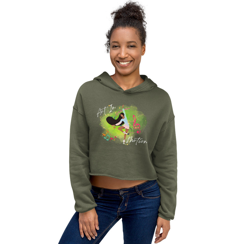 Sudadera corta con capucha para bailarines – Art in Motion | negro y verde militar.
