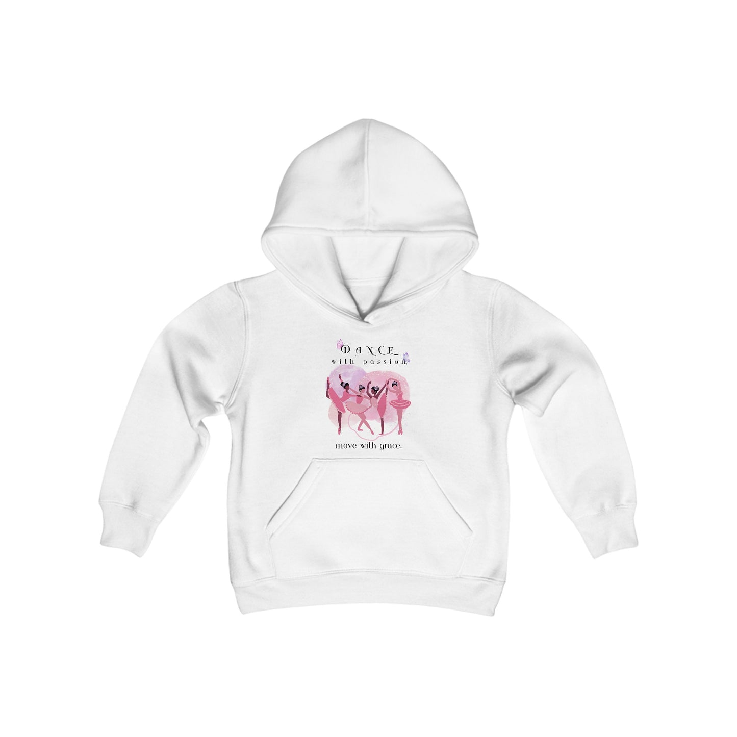 Youth Hoodie - "Dance with Passion, Move with Grace" for Young Dancers - Grey