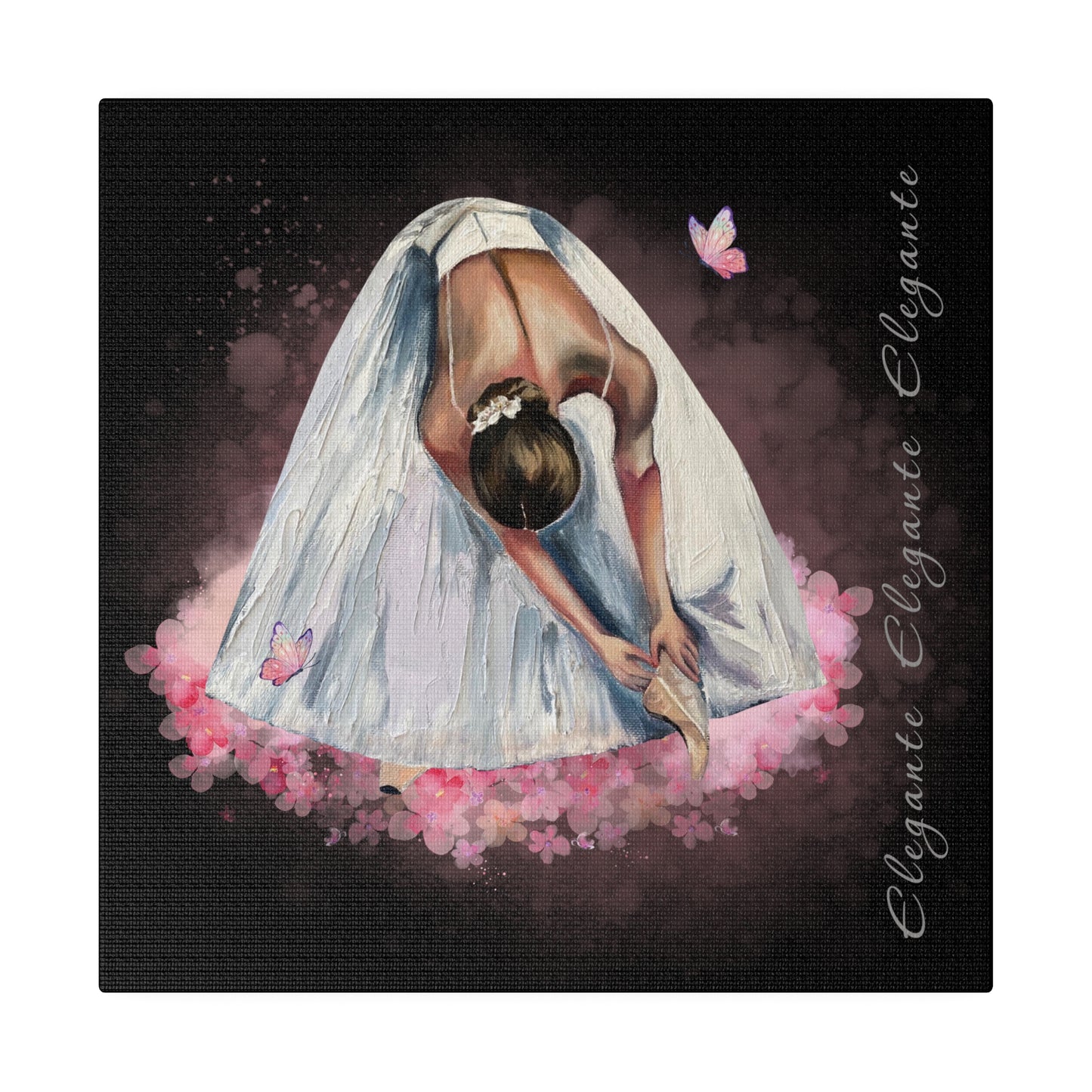 Matte Canvas Print - Elegant Ballerina Dancer - Black Background