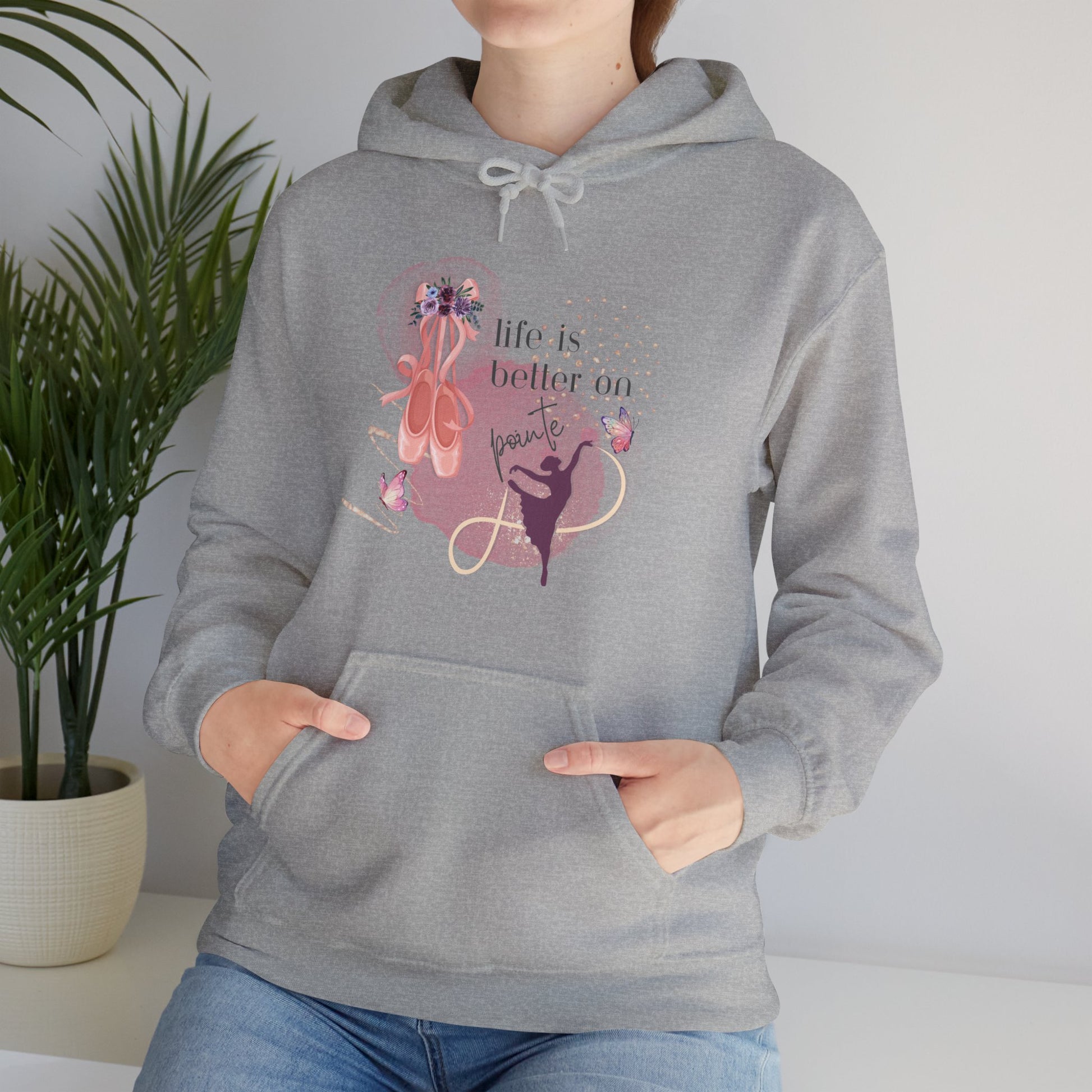 Hooded Sweatshirt - Life is better on pointe - gray