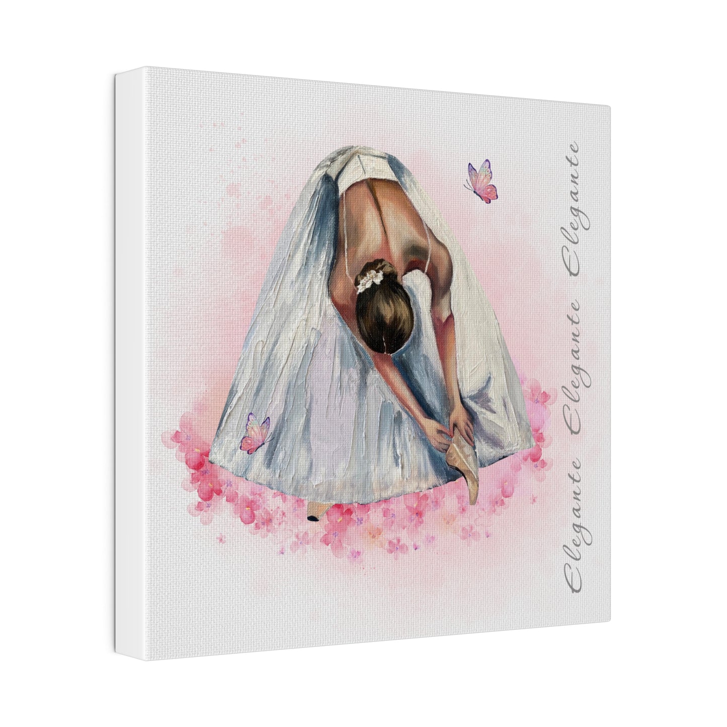 Matte Canvas Print - Elegant Ballerina Dancer - White Background