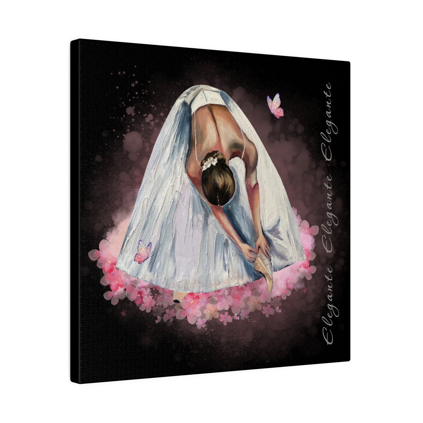 Matte Canvas Print - Elegant Ballerina Dancer - Black Background