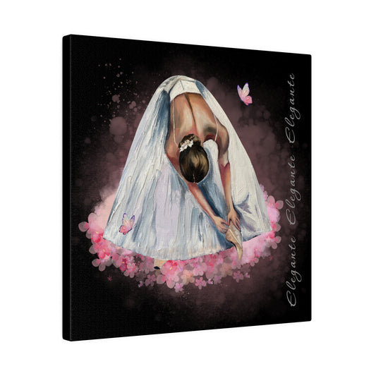 Matte Canvas Print - Elegant Ballerina Dancer - Black Background