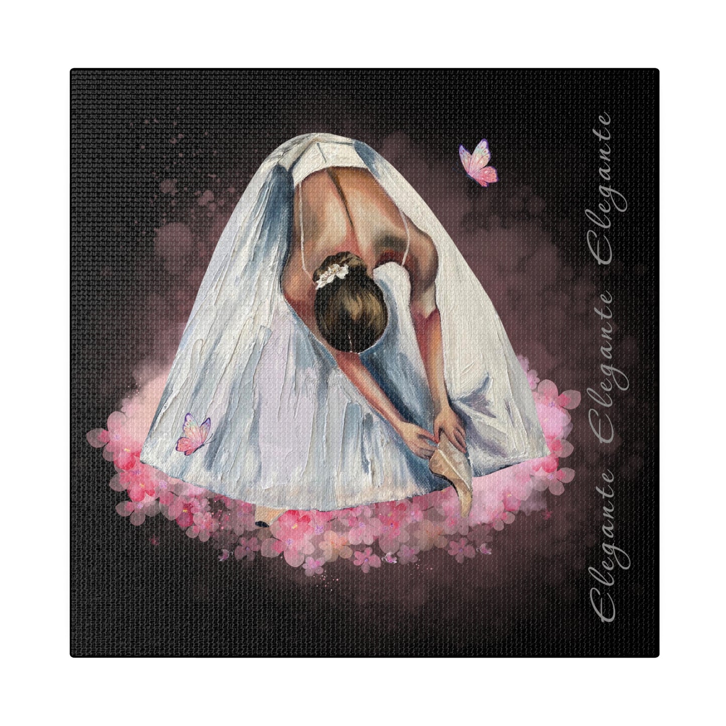 Matte Canvas Print - Elegant Ballerina Dancer - Black Background