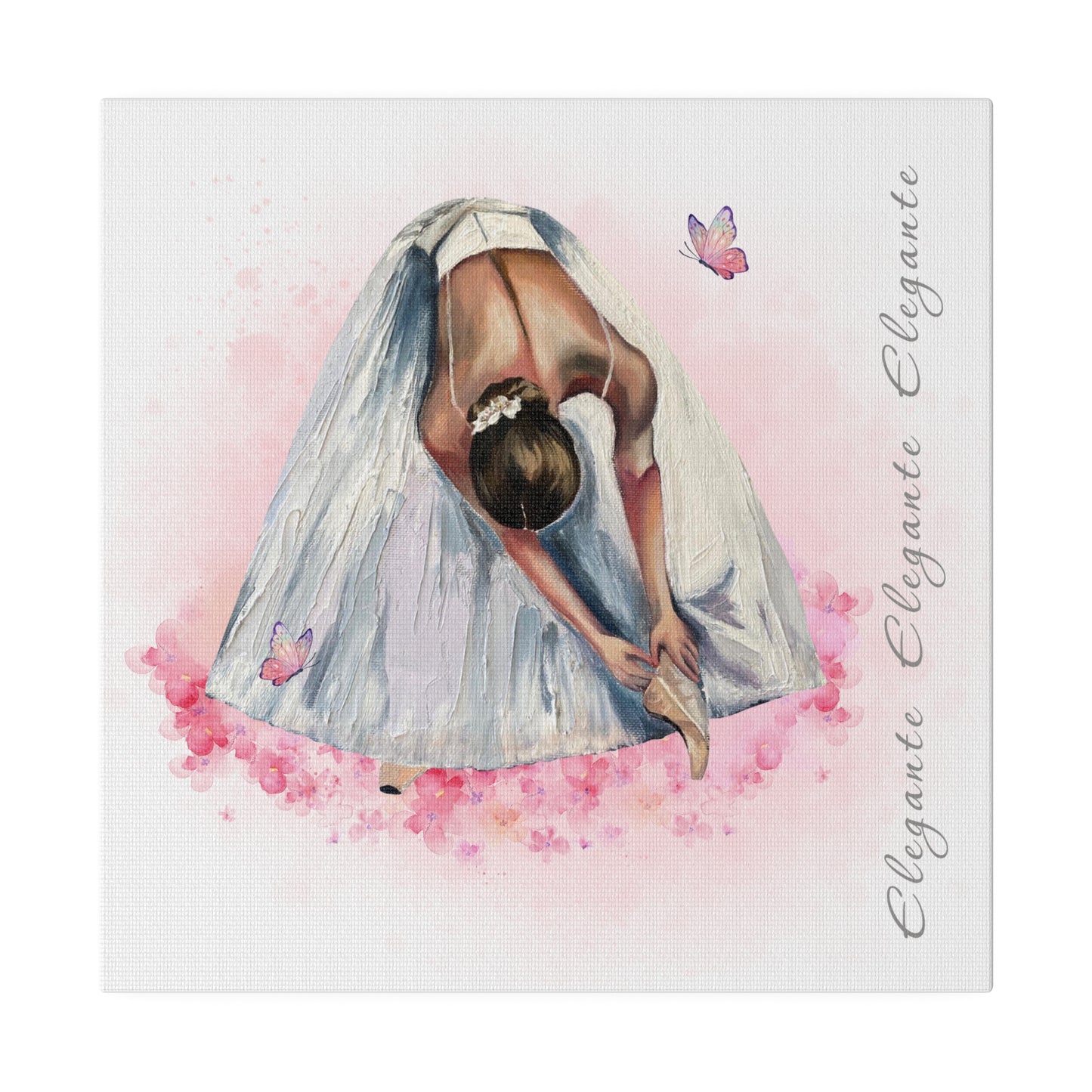 Matte Canvas Print - Elegant Ballerina Dancer - White Background
