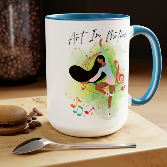 Two-Tone Coffee Mugs, 15oz - Ballerina of African Descent