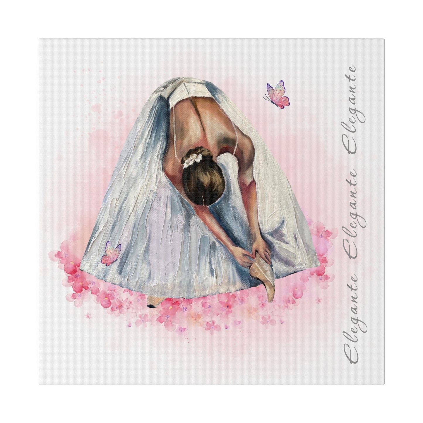 Matte Canvas Print - Elegant Ballerina Dancer - White Background