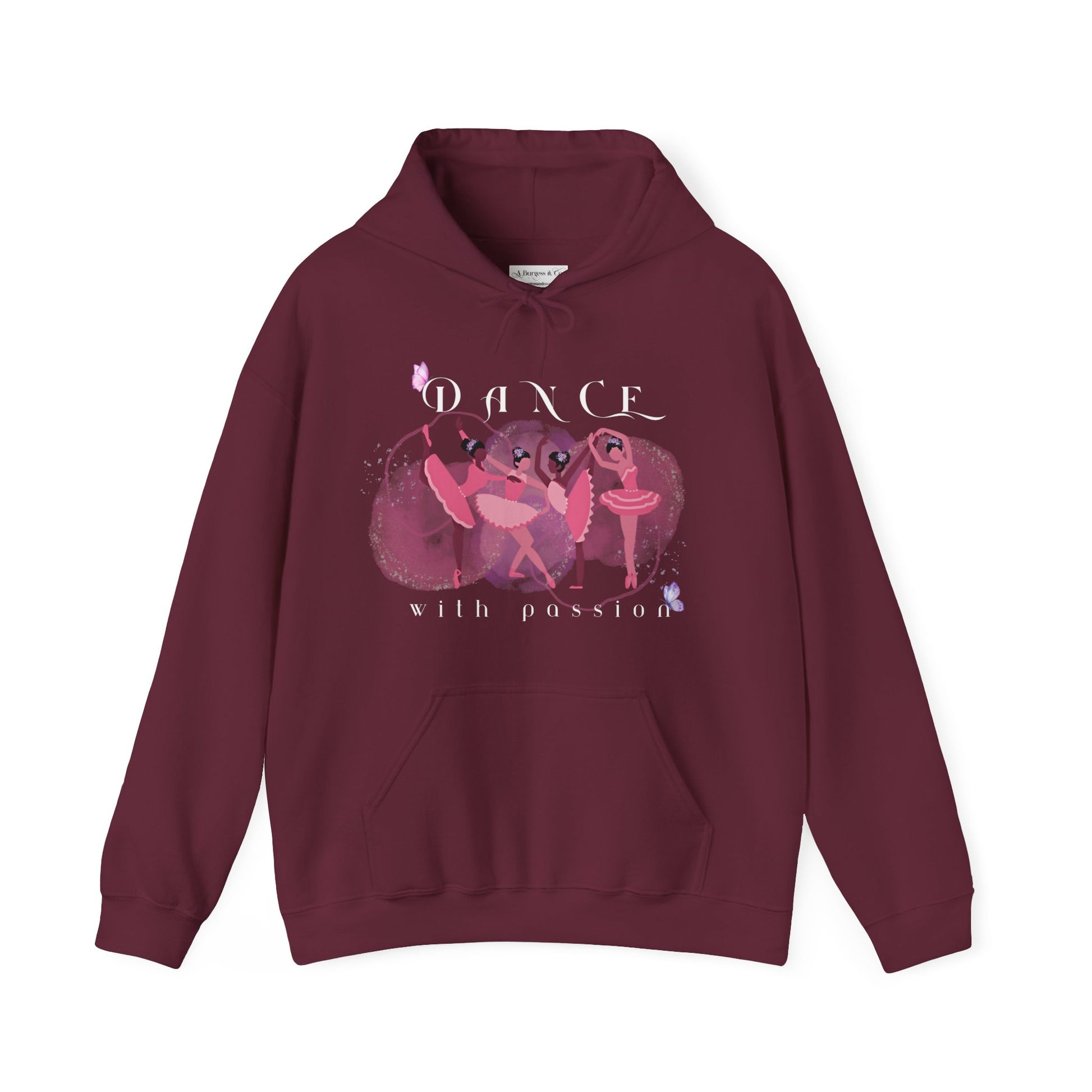 Hooded Sweatshirt (Unisex Heavy Blend™) Dance with Passion - Maroon