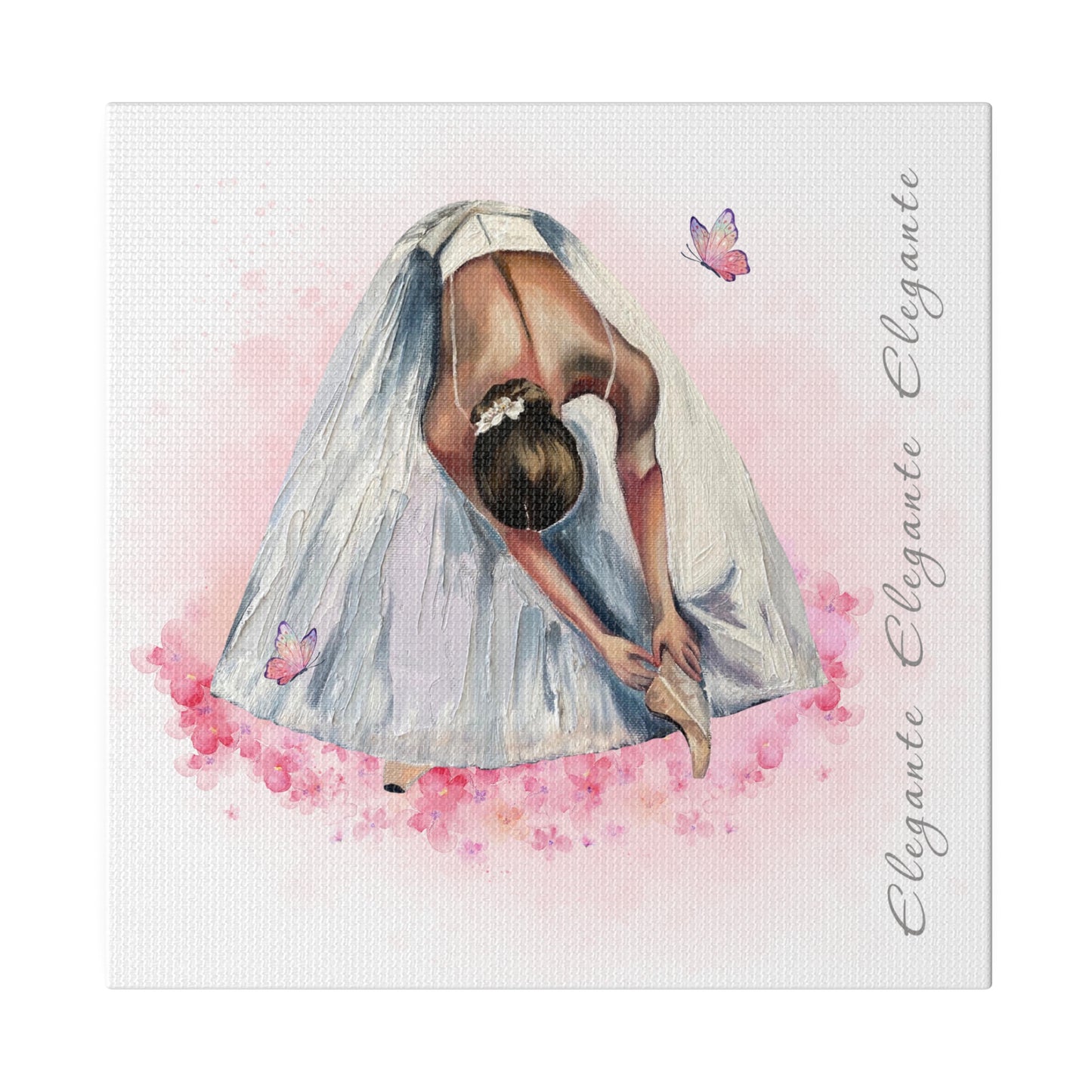 Matte Canvas Print - Elegant Ballerina Dancer - White Background