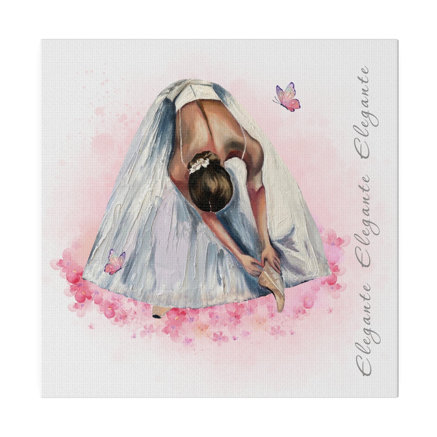 Matte Canvas Print - Elegant Ballerina Dancer - White Background