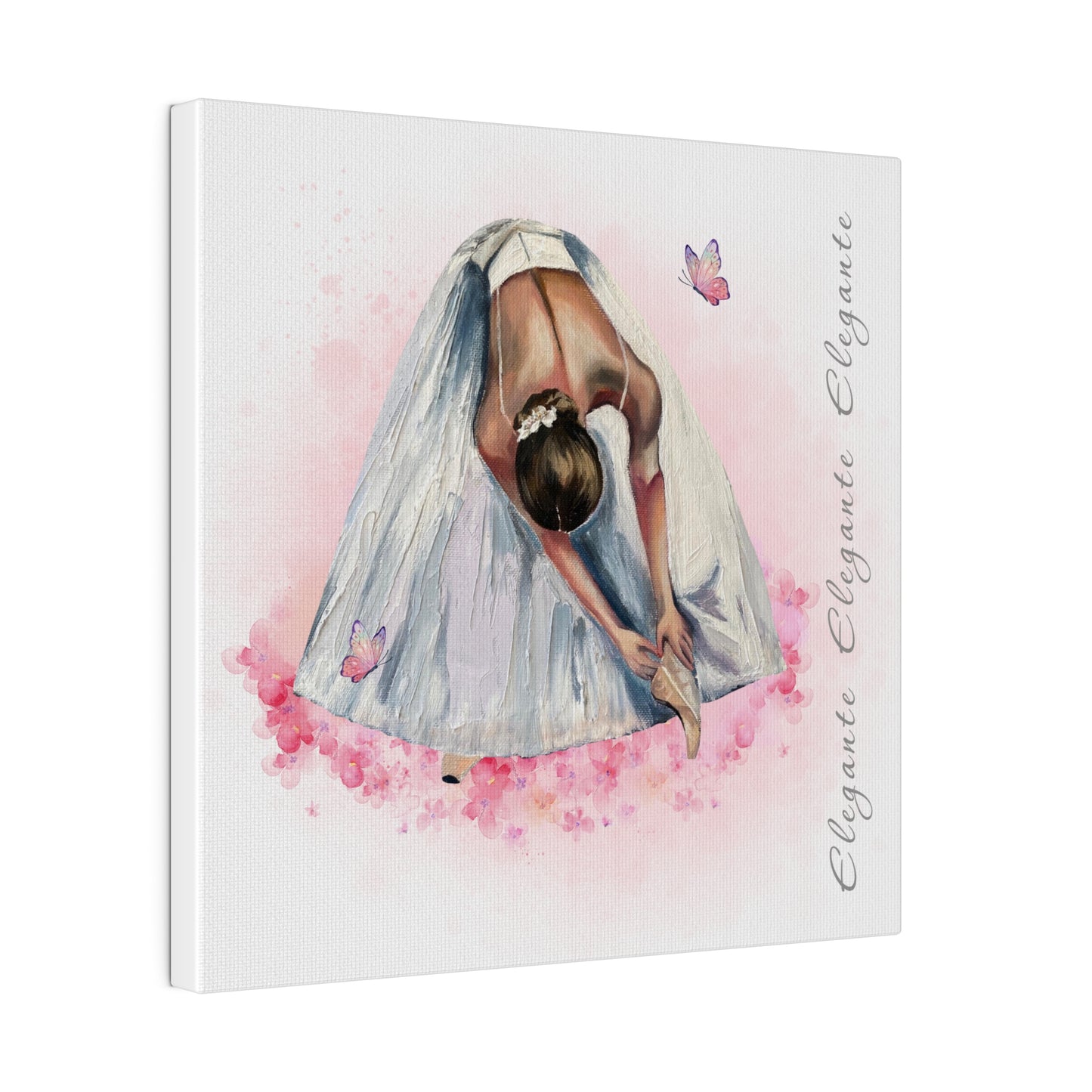 Matte Canvas Print - Elegant Ballerina Dancer - White Background
