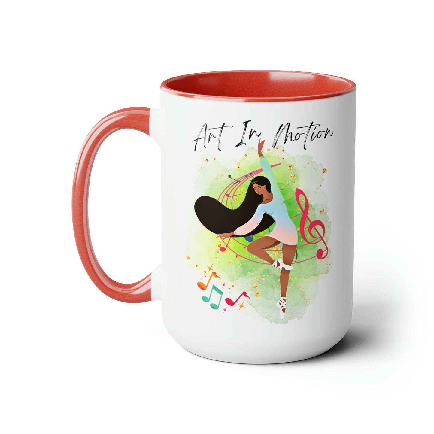 Two-Tone Coffee Mugs - Ballerina of African Descent - Art in Motion
