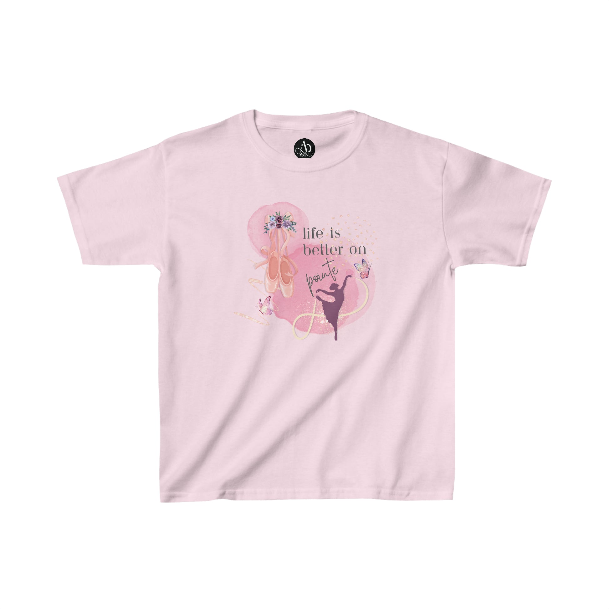 Kids Heavy Cotton™ T-shirt - Ballerina - Life is better on pointe - pink