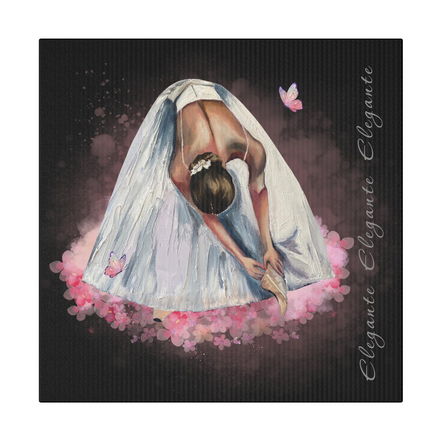 Matte Canvas Print - Elegant Ballerina Dancer - Black Background