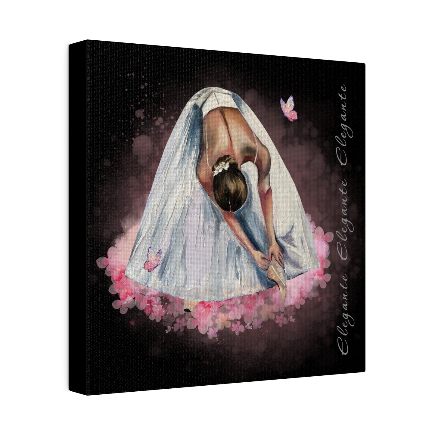 Matte Canvas Print - Elegant Ballerina Dancer - Black Background