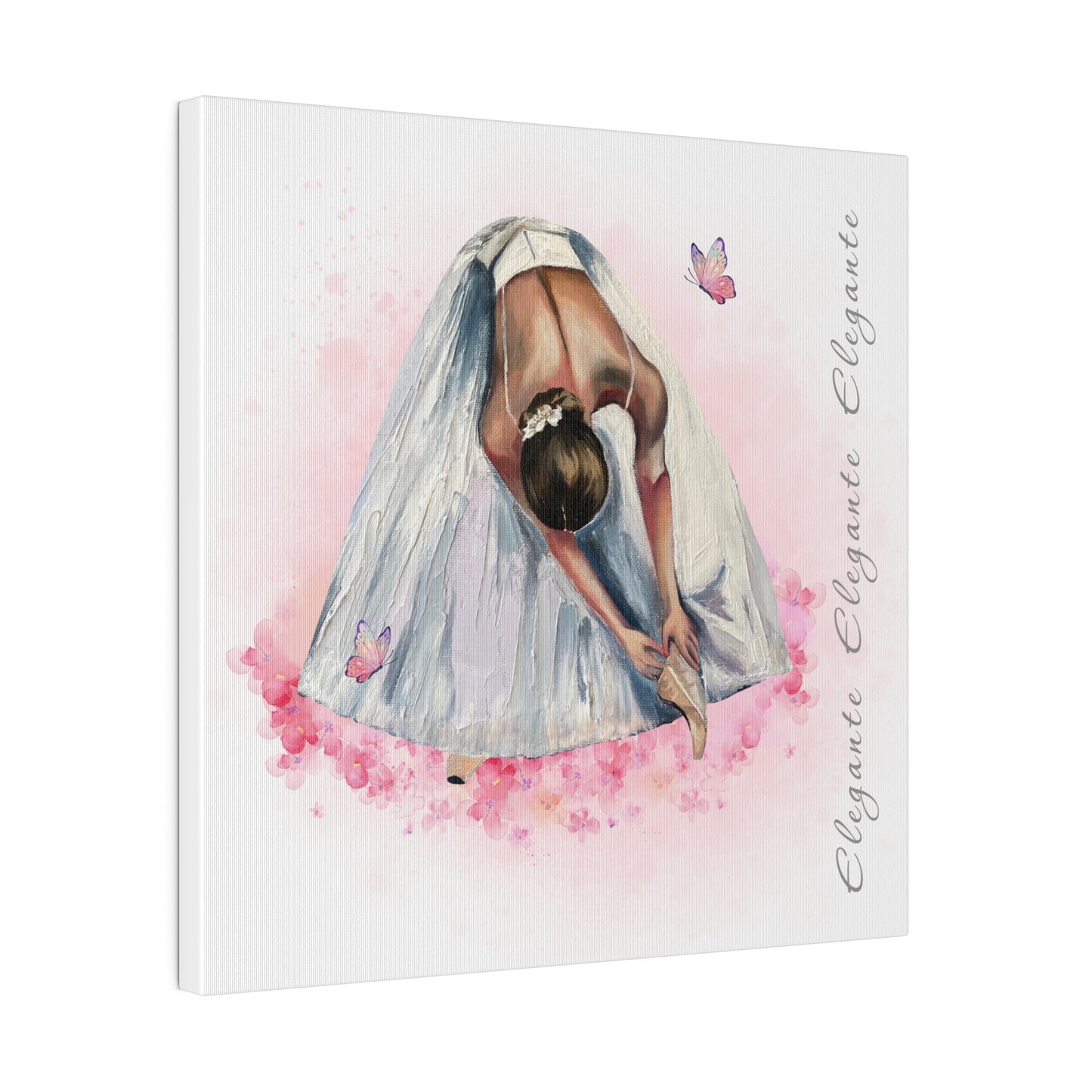 Matte Canvas Print - Elegant Ballerina Dancer - White Background