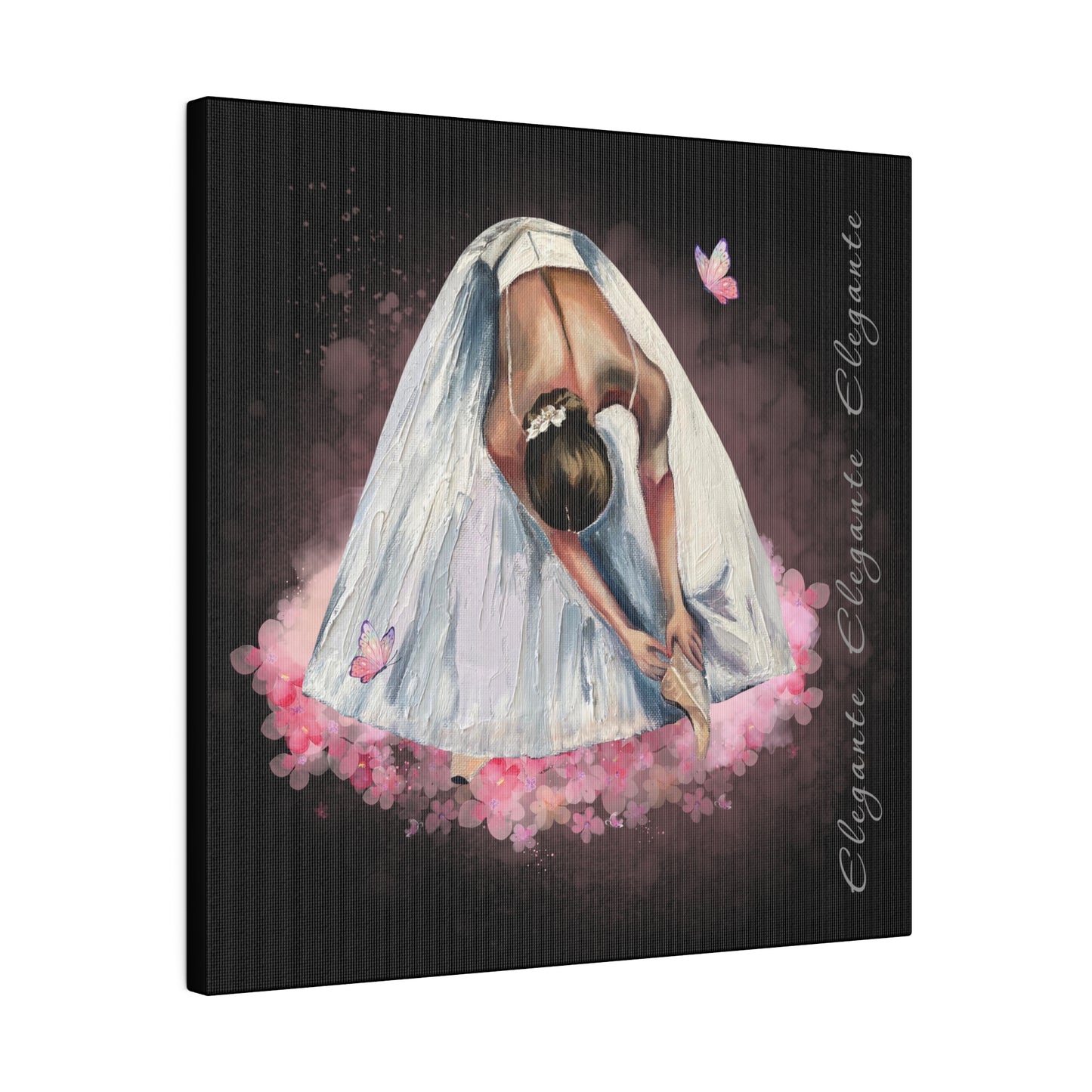 Matte Canvas Print - Elegant Ballerina Dancer - Black Background