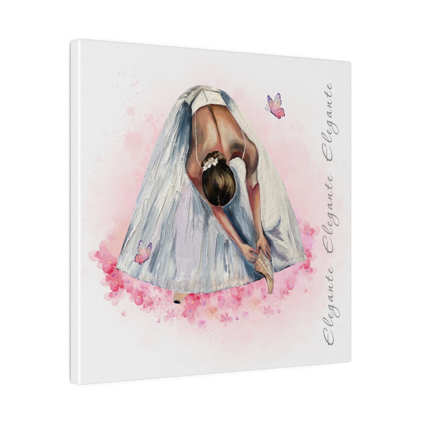 Matte Canvas Print - Elegant Ballerina Dancer - White Background