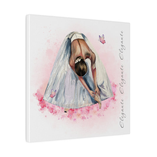 Matte Canvas Print - Elegant Ballerina Dancer - White Background