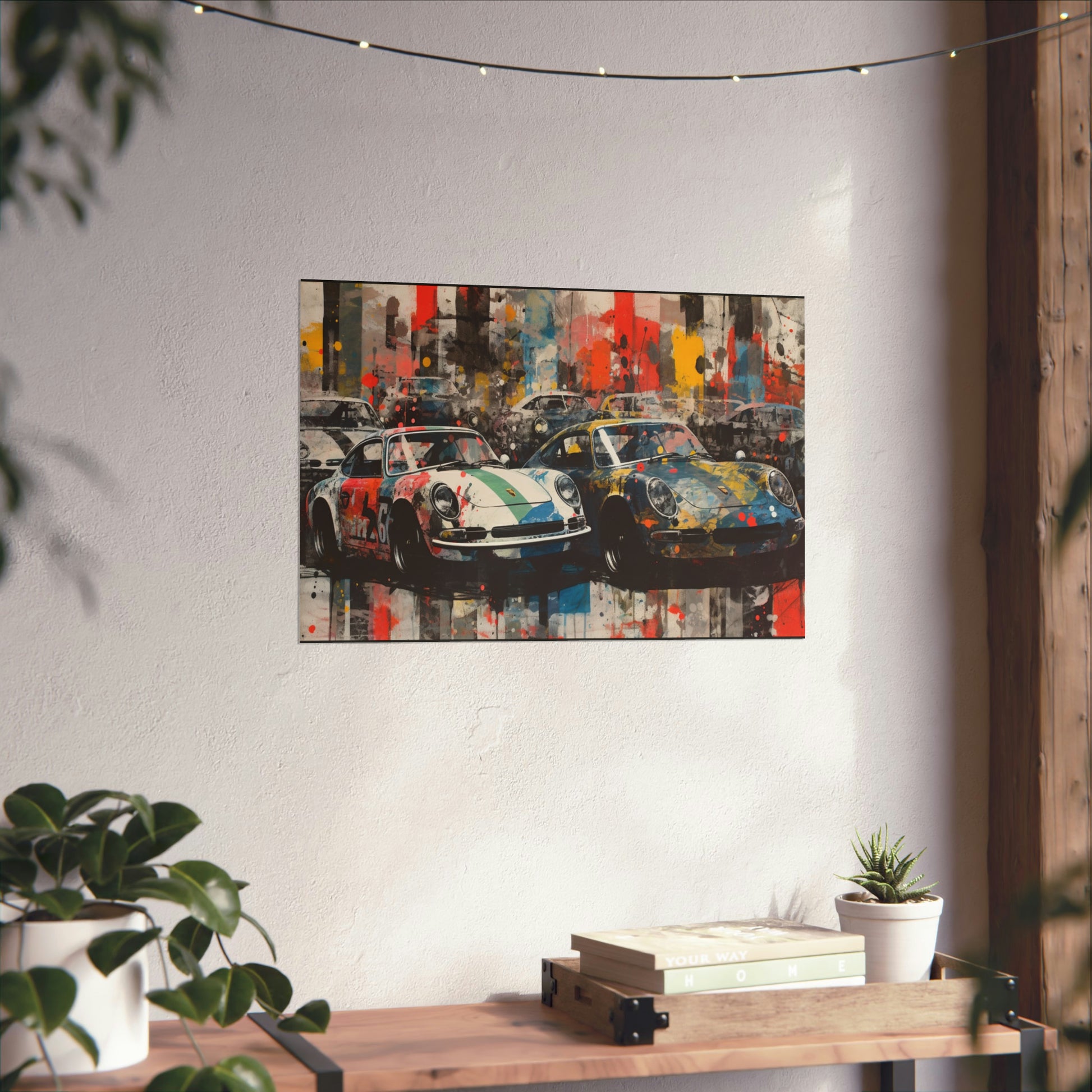 Matte Horizontal Posters - Porsche race cars on wall