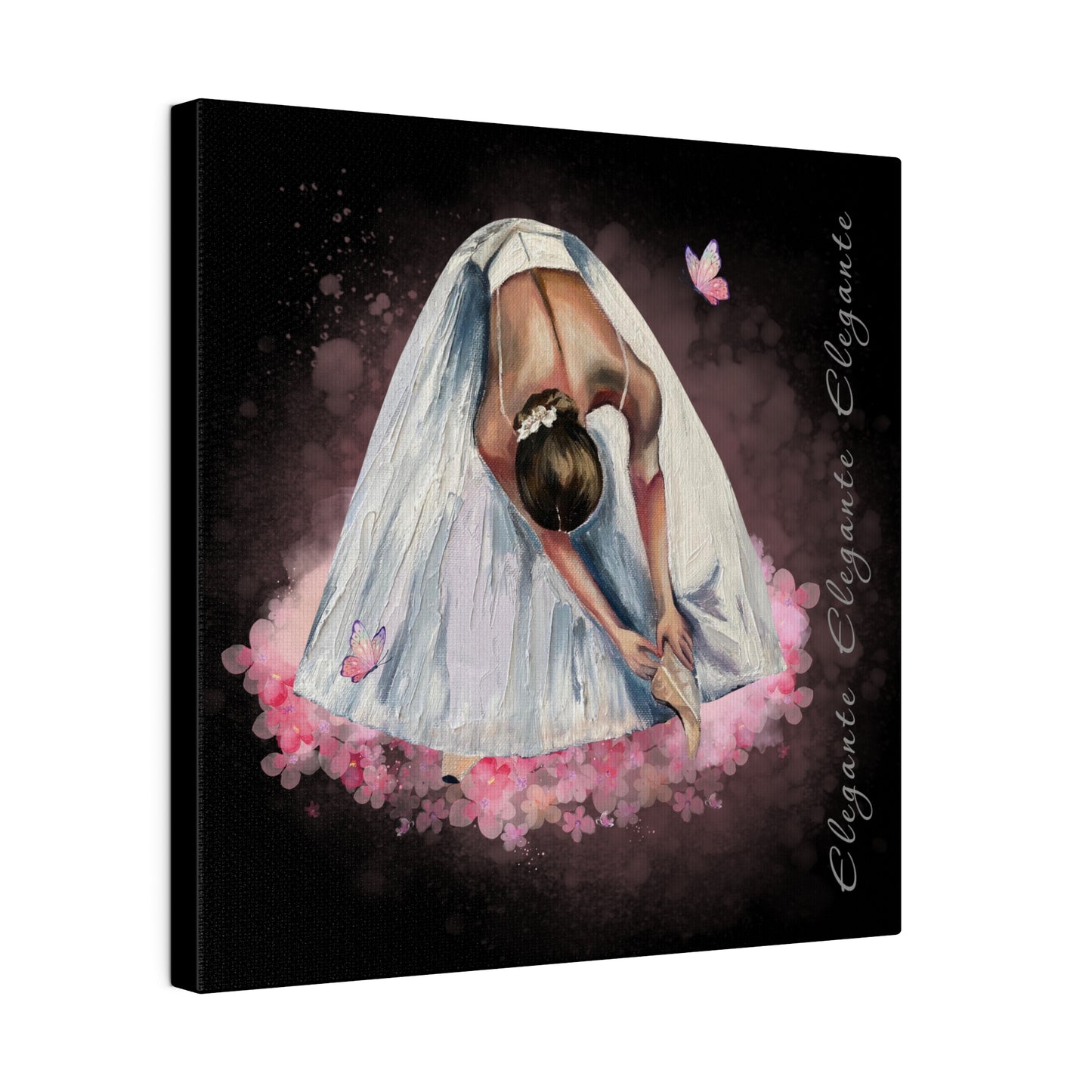 Matte Canvas Print - Elegant Ballerina Dancer - Black Background
