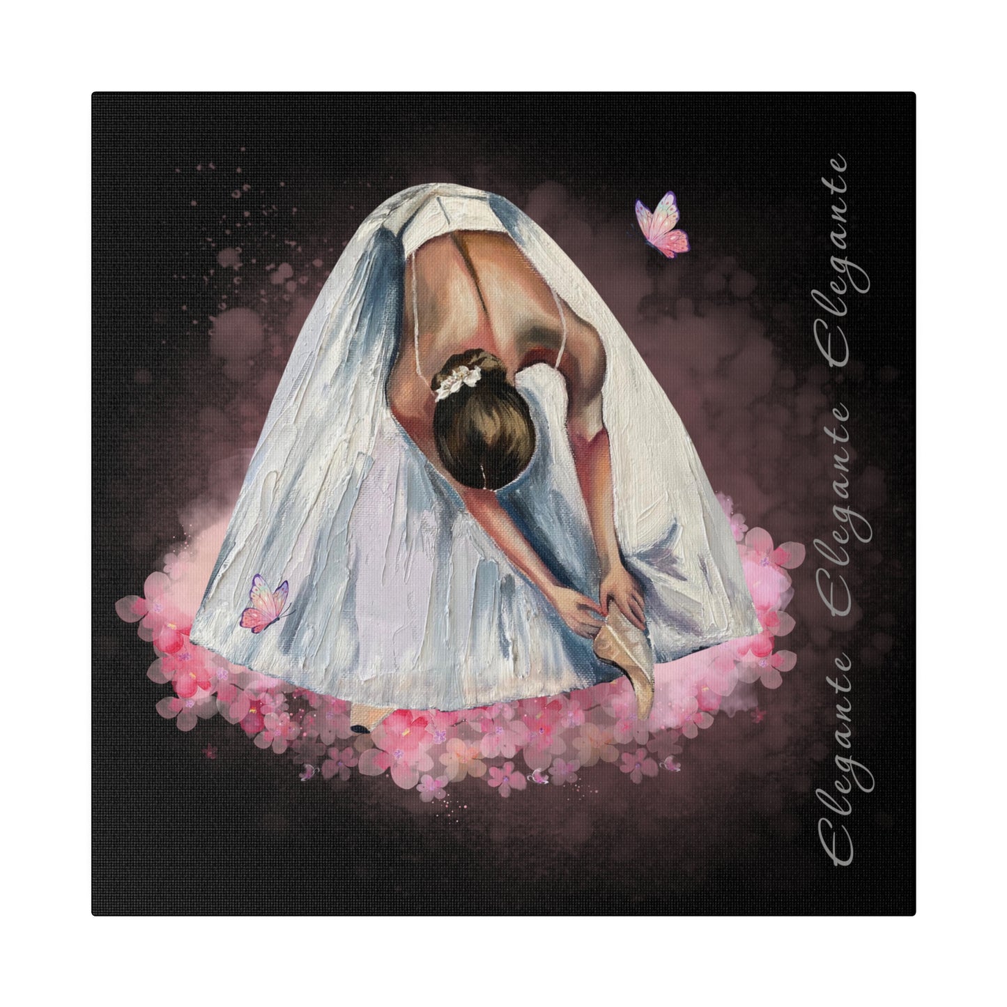 Matte Canvas Print - Elegant Ballerina Dancer - Black Background