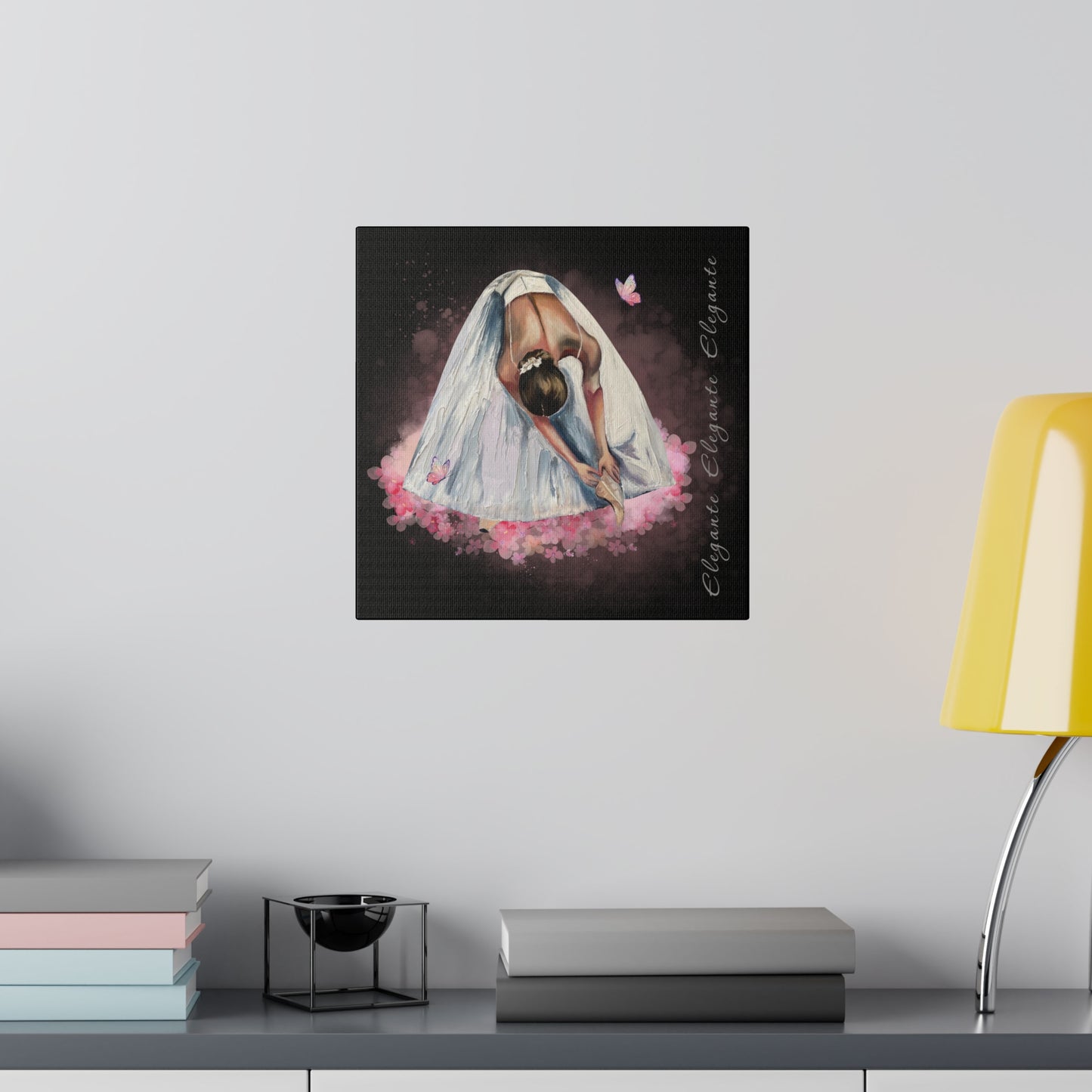 Matte Canvas Print - Elegant Ballerina Dancer - Black Background