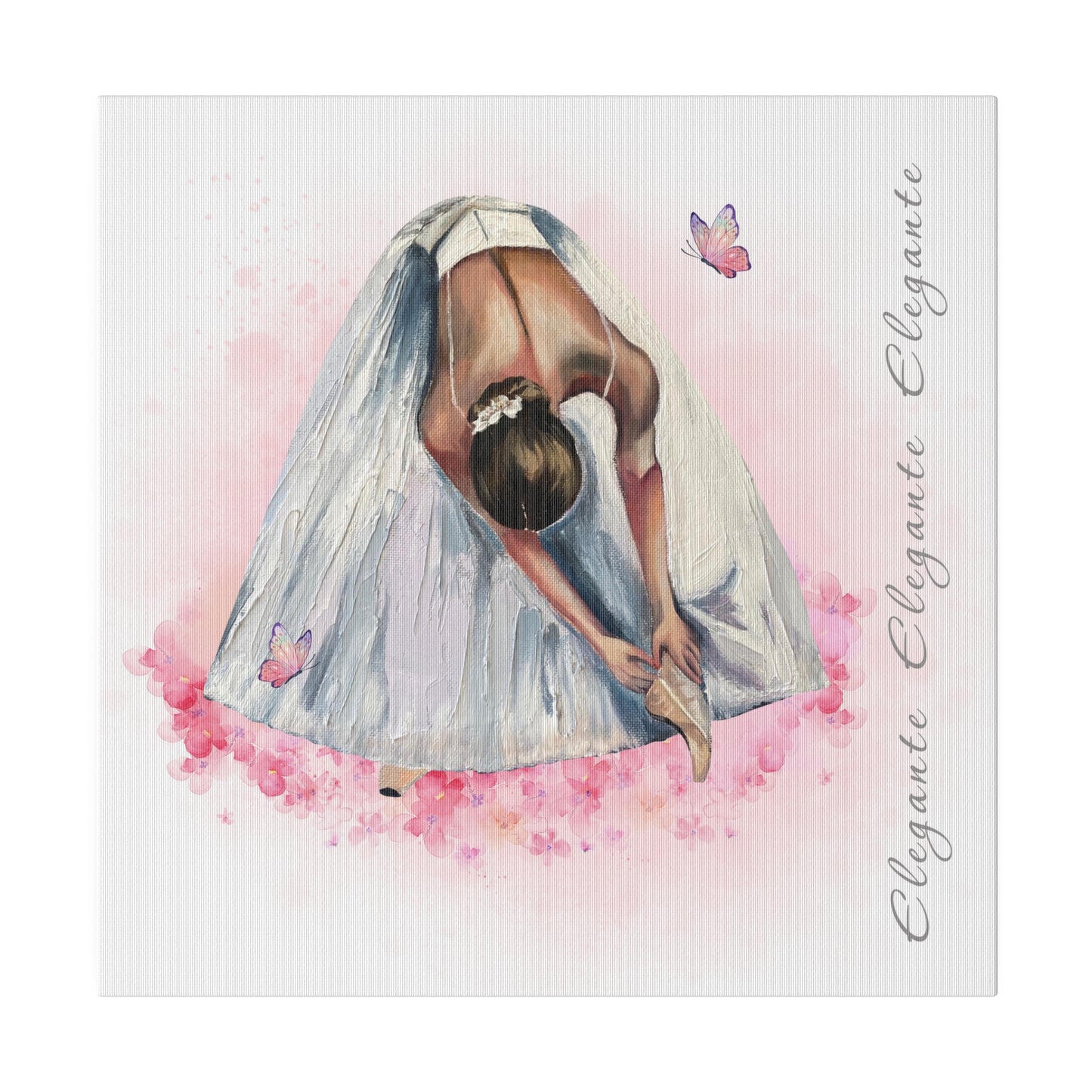 Matte Canvas Print - Elegant Ballerina Dancer - White Background