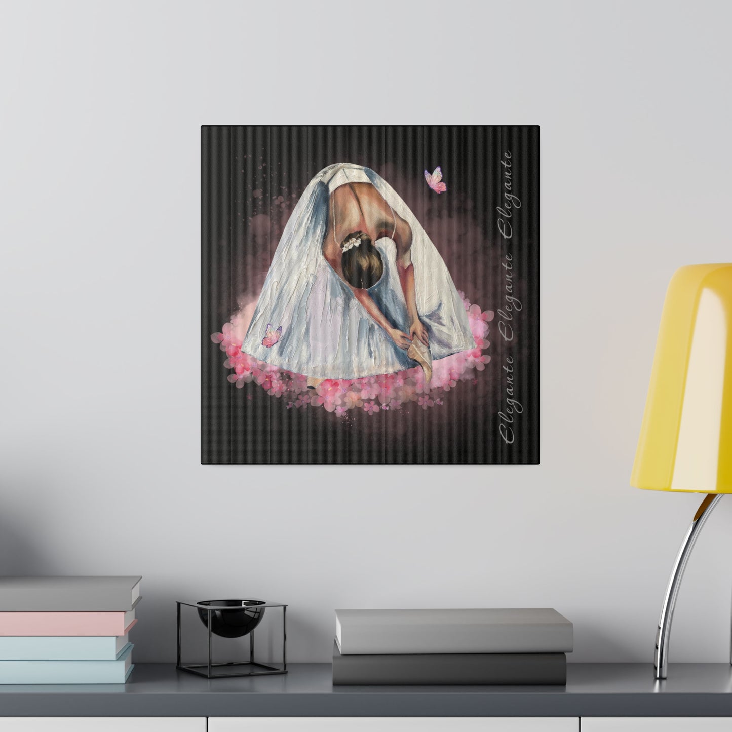 Matte Canvas Print - Elegant Ballerina Dancer - Black Background