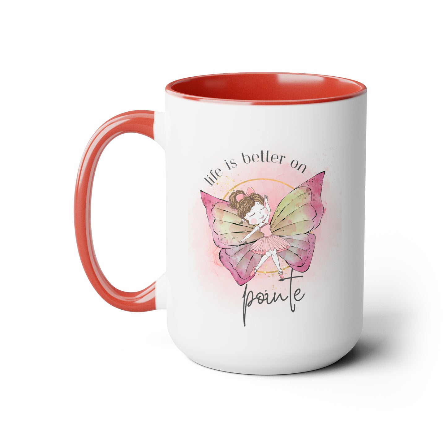 Two-Tone Coffee Mugs - Young Ballerina With Butterfly Wings