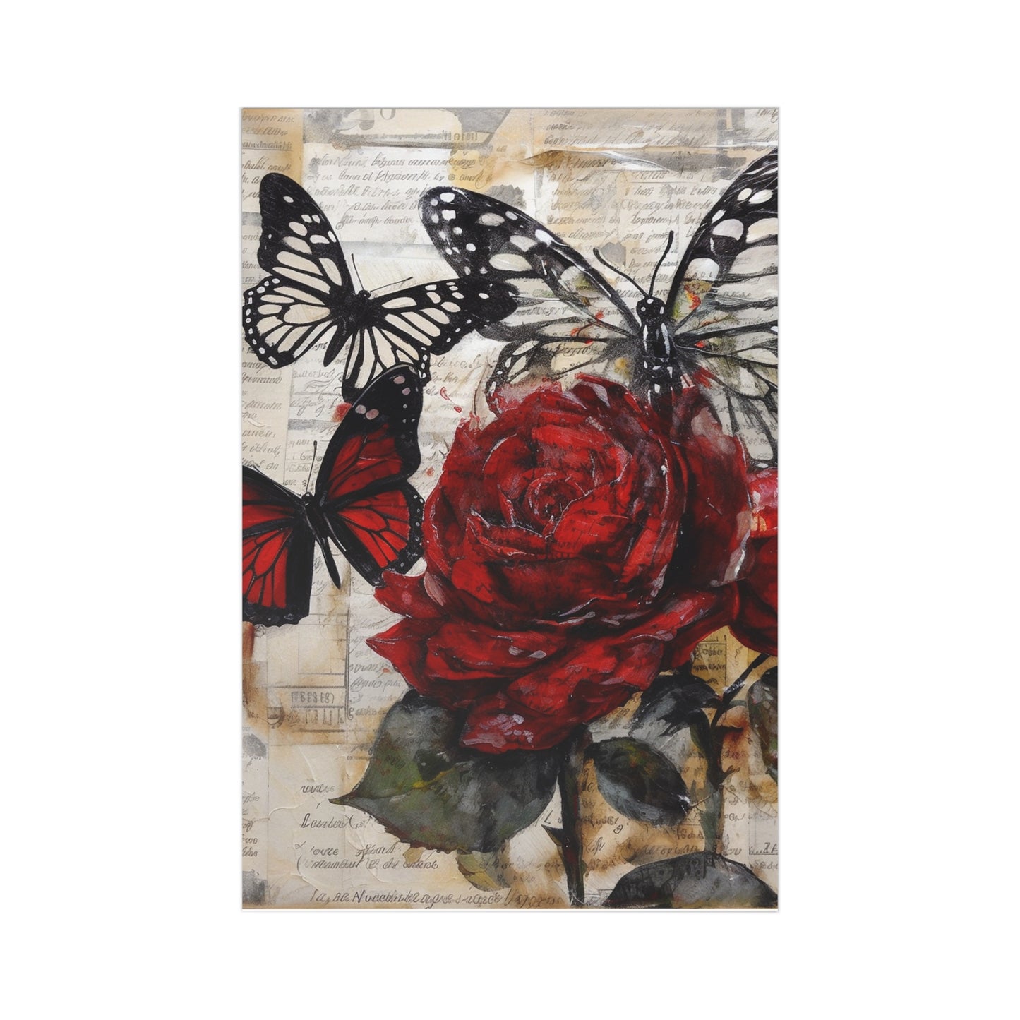 Postcards (7 pcs) Butterflies with a Rose