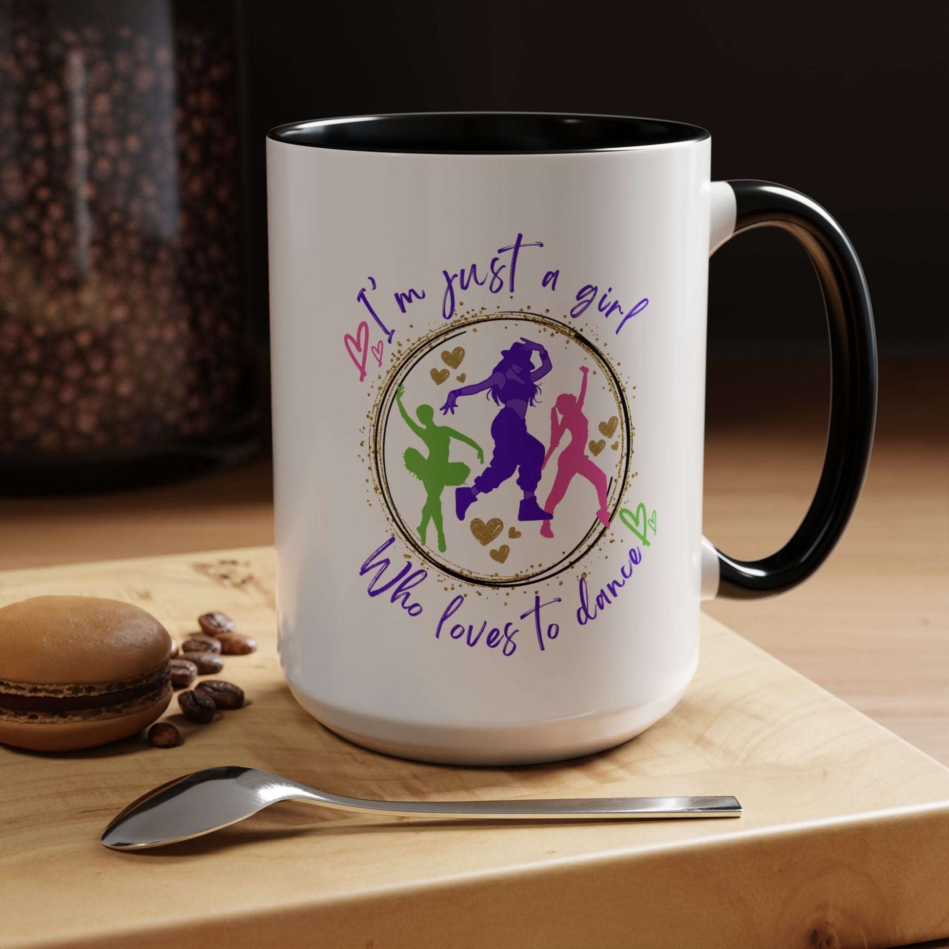 Accent Coffee Mug (11, 15oz) I'm Just a Girl Who Loves to Dance" Ceramic Mug - aburgessandco.com