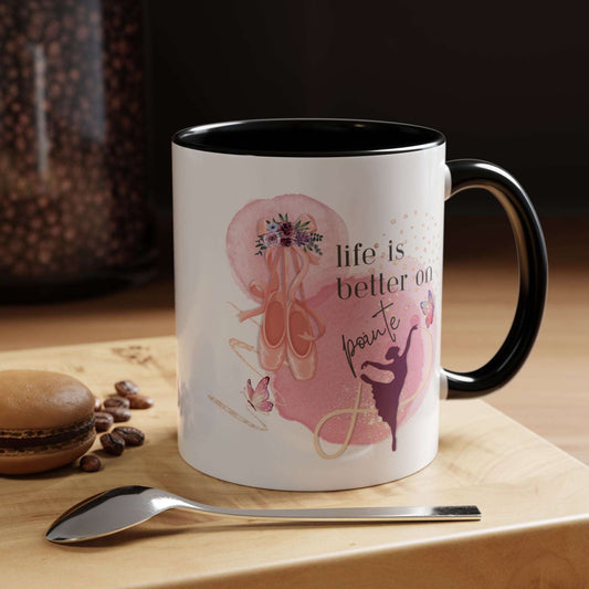 Accent Coffee Mug (11, 15oz) Life is Better on Pointe Ballerina - aburgessandco.com