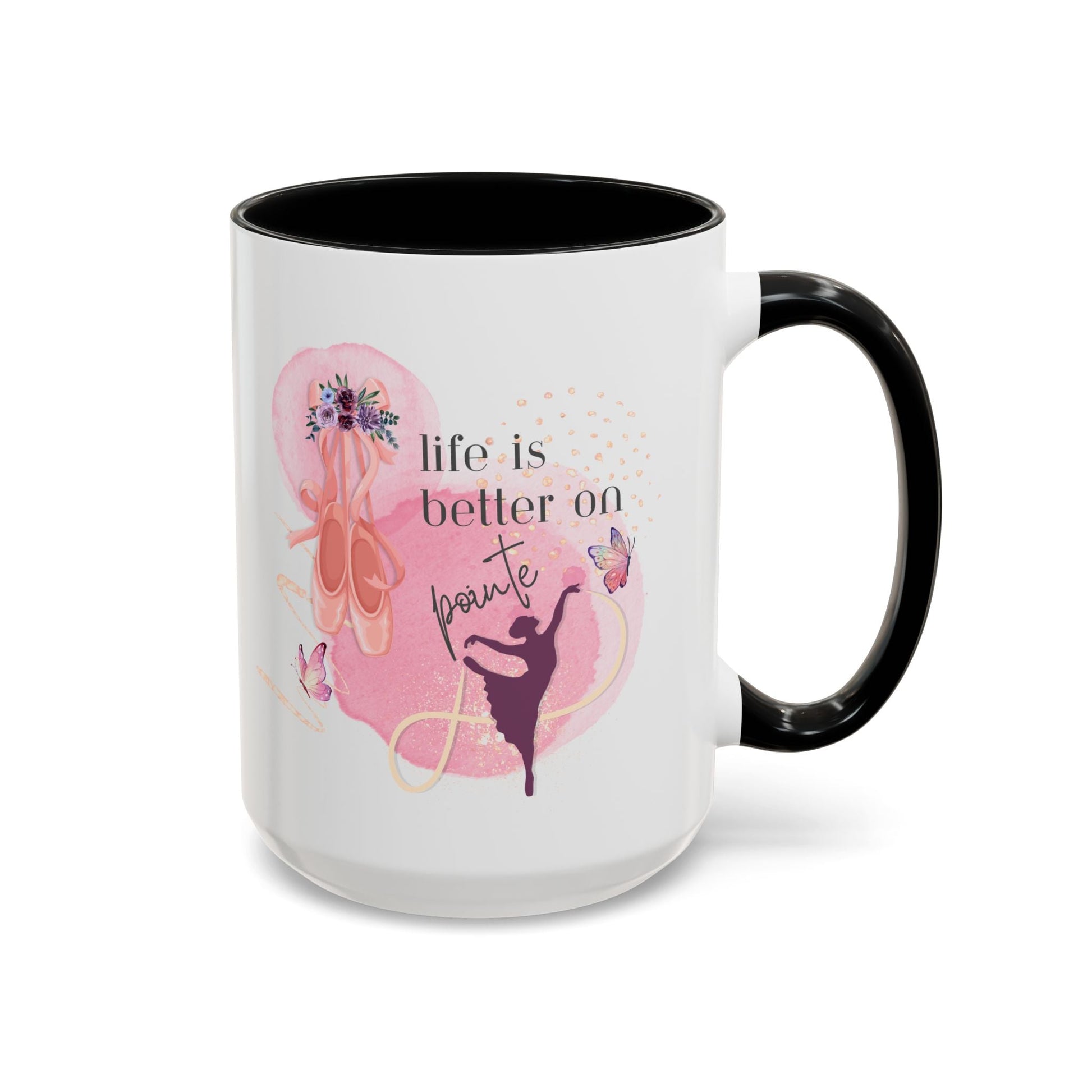 Accent Coffee Mug (11, 15oz) Life is Better on Pointe Ballerina - aburgessandco.com